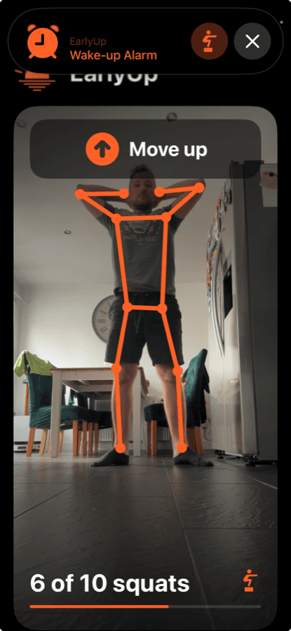 EarlyUp guided squat mission using on-device pose tracking